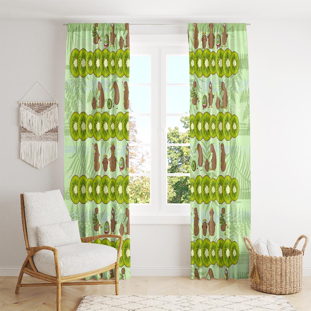 New Zealand Kiwi Fruit Witty Kiwi Bird Window Curtain DT02 - Polynesian Pride