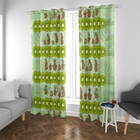 New Zealand Kiwi Fruit Witty Kiwi Bird Window Curtain DT02 With Grommets Green - Polynesian Pride