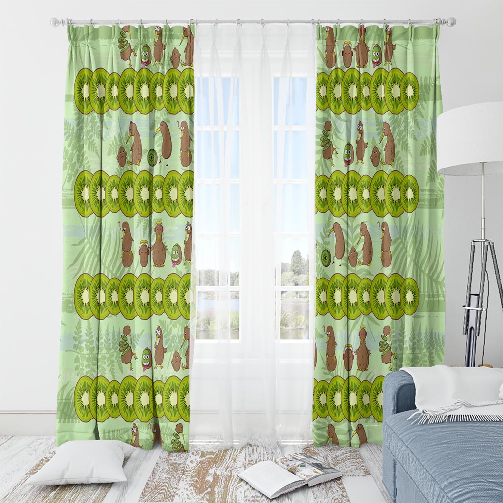 New Zealand Kiwi Fruit Witty Kiwi Bird Window Curtain DT02 - Polynesian Pride