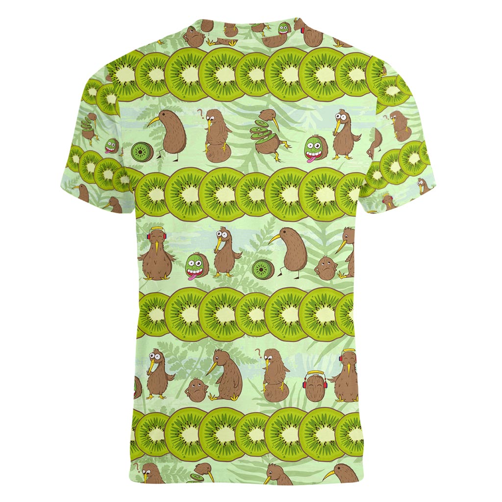 New Zealand Kiwi Fruit Witty Kiwi Bird Women V-Neck T-Shirt