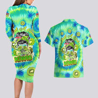 Just a Girl Who Loves Kiwis Couples Matching Long Sleeve Bodycon Dress and Hawaiian Shirt New Zealand Tie Dye