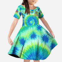 Just a Girl Who Loves Kiwis Family Matching Tank Maxi Dress and Hawaiian Shirt New Zealand Tie Dye DT02 Daughter's Dress Green - Polynesian Pride