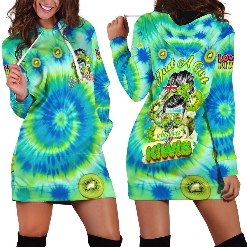 Just a Girl Who Loves Kiwis Hoodie Dress New Zealand Tie Dye