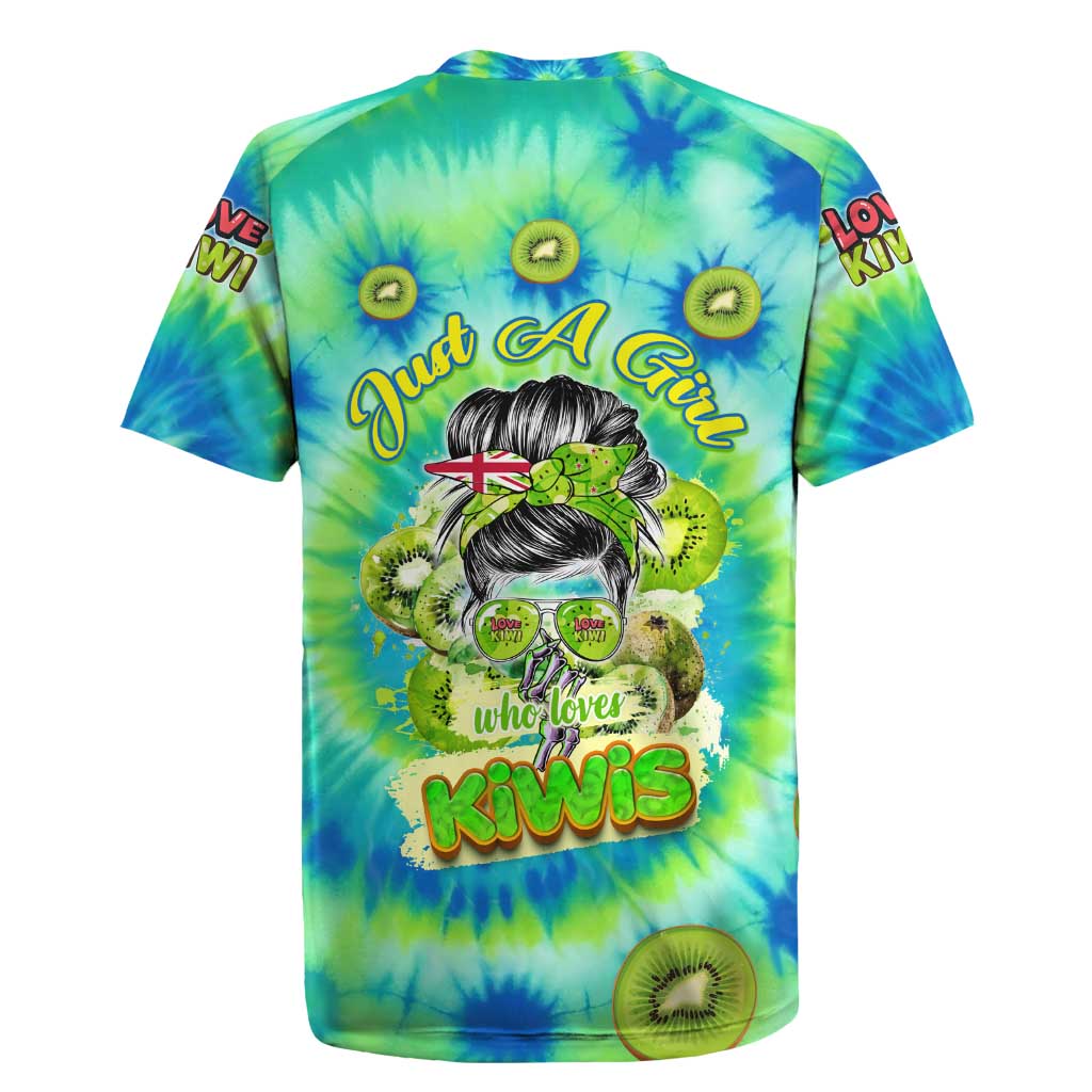 Just a Girl Who Loves Kiwis Rugby Jersey New Zealand Tie Dye
