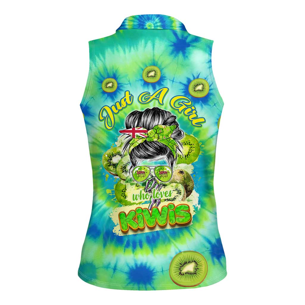 Just a Girl Who Loves Kiwis Women Sleeveless Polo Shirt New Zealand Tie Dye