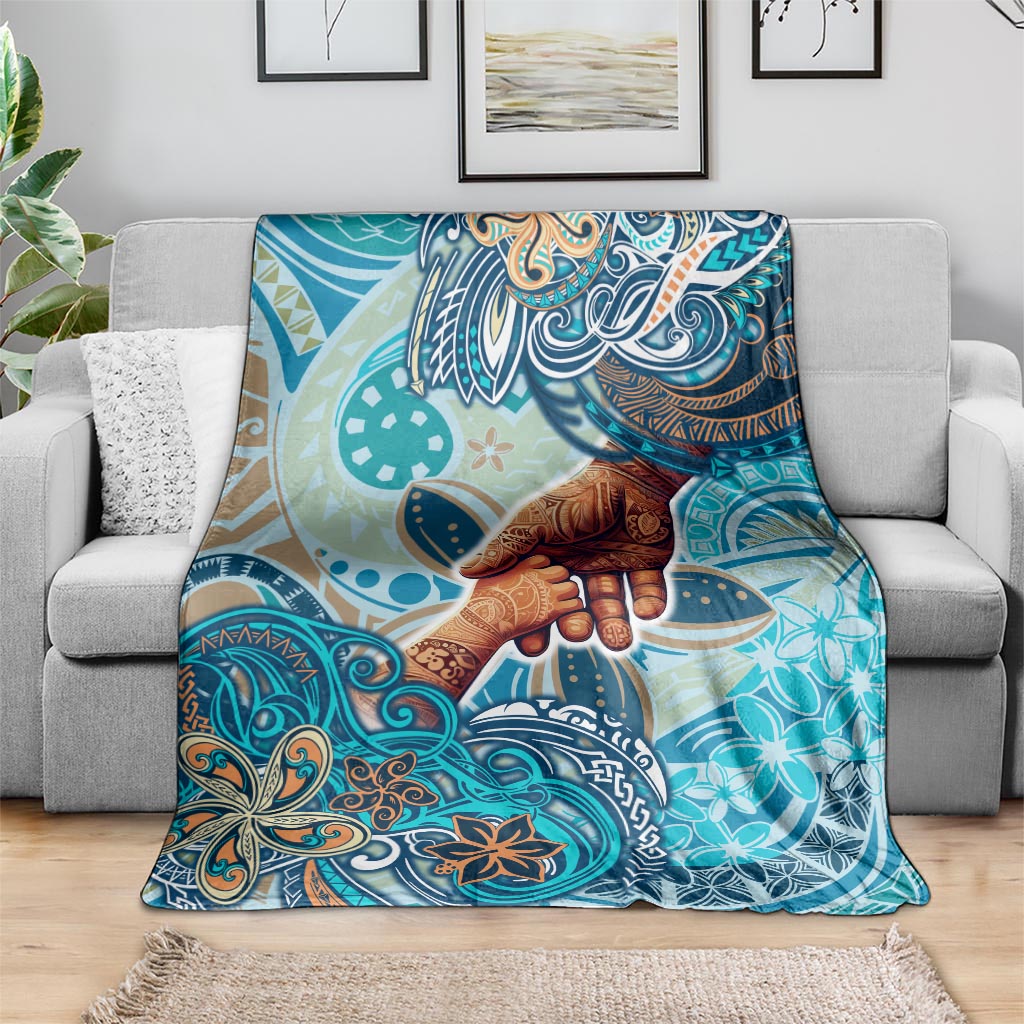 Hand In Hand Father's Day Polynesian Blanket Tribal Flower Pattern