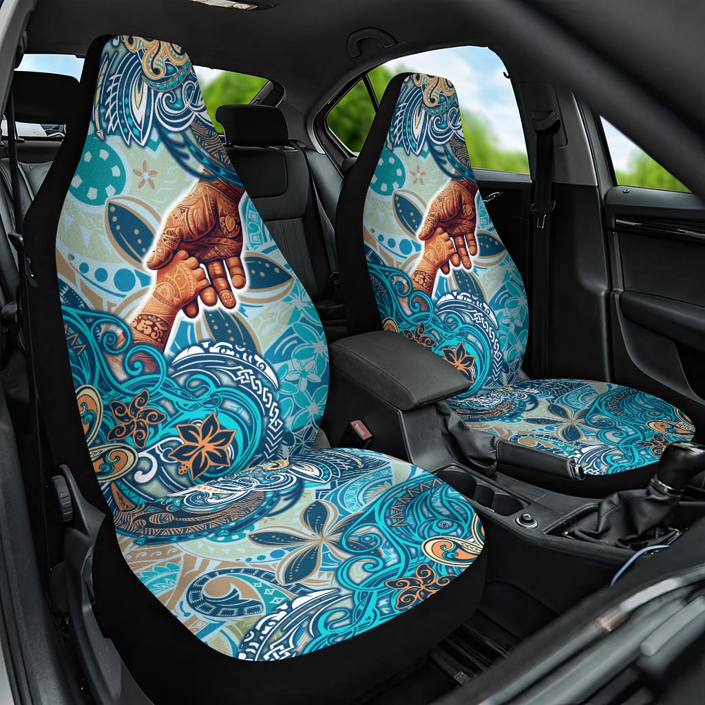 Hand In Hand Father's Day Polynesian Car Seat Cover Tribal Flower Pattern