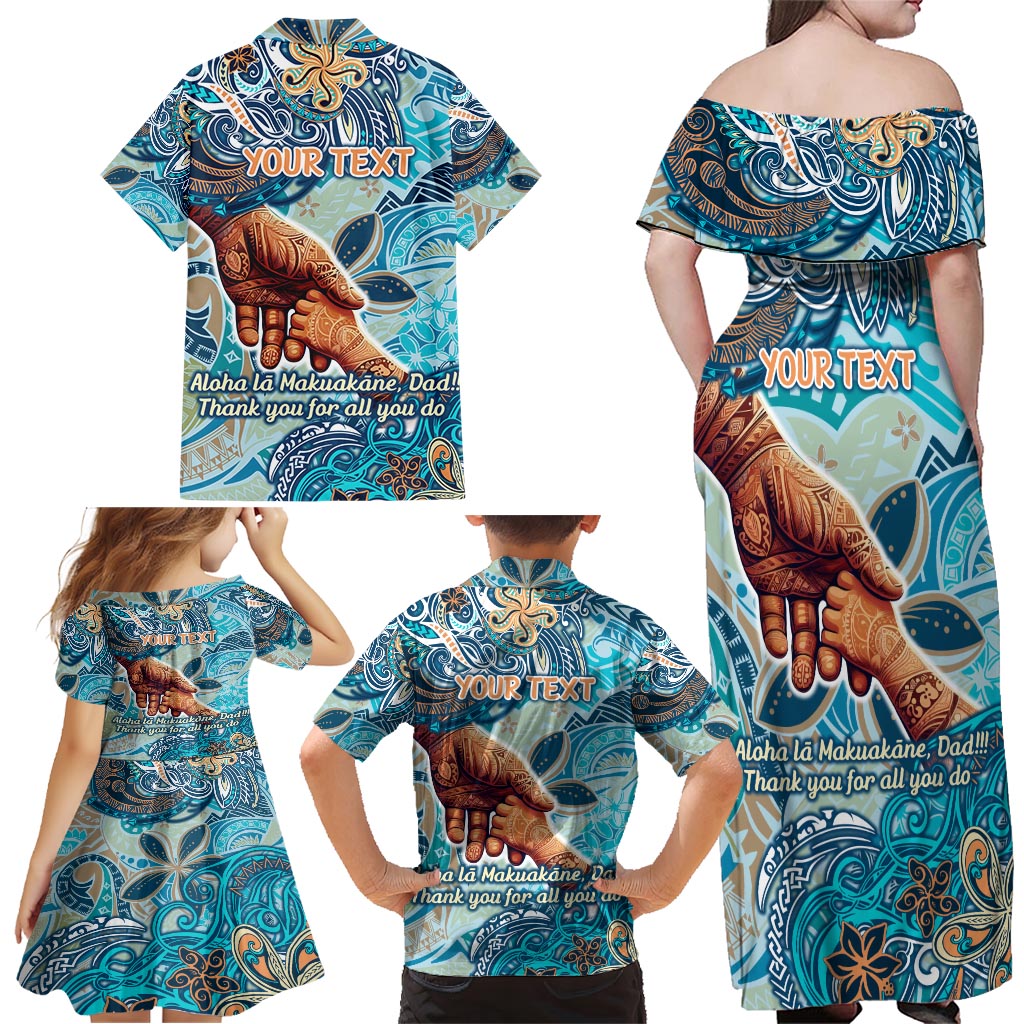 Hand In Hand Father's Day Polynesian Family Matching Off Shoulder Maxi Dress and Hawaiian Shirt Tribal Flower Pattern