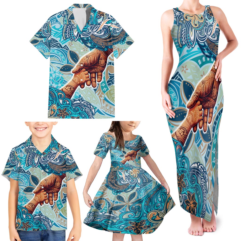 Hand In Hand Father's Day Polynesian Family Matching Tank Maxi Dress and Hawaiian Shirt Tribal Flower Pattern DT02 - Polynesian Pride