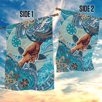 Hand In Hand Father's Day Polynesian Garden Flag Tribal Flower Pattern
