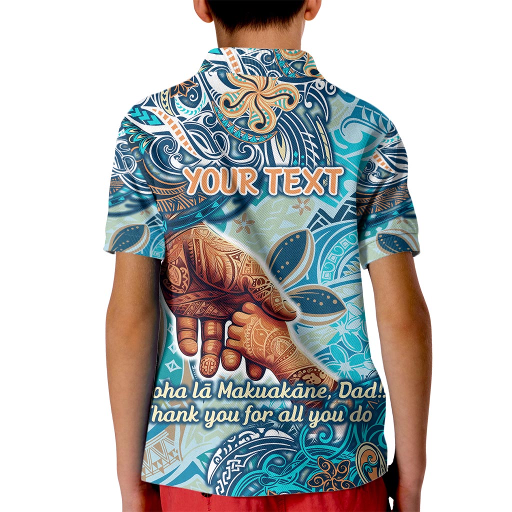 Hand In Hand Father's Day Polynesian Kid Polo Shirt Tribal Flower Pattern