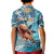 Hand In Hand Father's Day Polynesian Kid Polo Shirt Tribal Flower Pattern