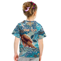 Hand In Hand Father's Day Polynesian Kid T Shirt Tribal Flower Pattern