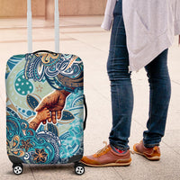 Hand In Hand Father's Day Polynesian Luggage Cover Tribal Flower Pattern