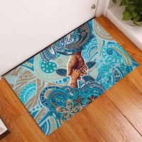 Hand In Hand Father's Day Polynesian Rubber Doormat Tribal Flower Pattern