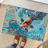 Hand In Hand Father's Day Polynesian Rubber Doormat Tribal Flower Pattern