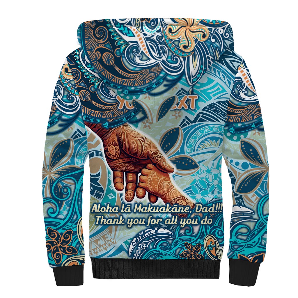 Hand In Hand Father's Day Polynesian Sherpa Hoodie Tribal Flower Pattern