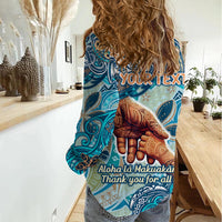 Hand In Hand Father's Day Polynesian Women Casual Shirt Tribal Flower Pattern