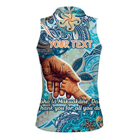 Hand In Hand Father's Day Polynesian Women Sleeveless Polo Shirt Tribal Flower Pattern