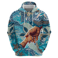 Hand In Hand Father's Day Polynesian Zip Hoodie Tribal Flower Pattern DT02 - Polynesian Pride
