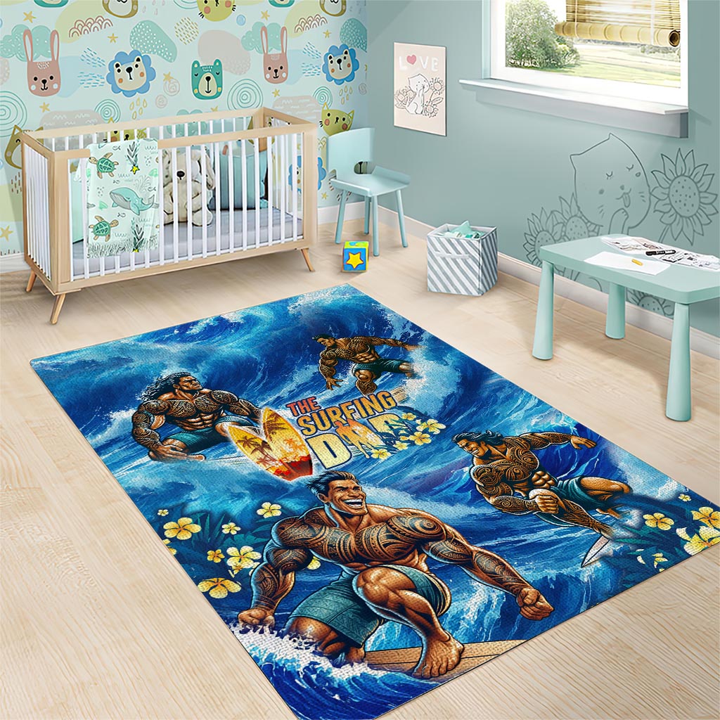 Hawaii Father's Day Area Rug The Surfing Dad Polynesian Tattoo DT02 - Polynesian Pride