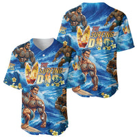 Hawaii Father's Day Baseball Jersey The Surfing Dad Polynesian Tattoo