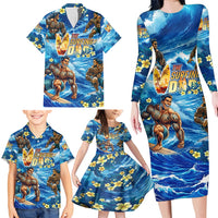 Hawaii Father's Day Family Matching Long Sleeve Bodycon Dress and Hawaiian Shirt The Surfing Dad Polynesian Tattoo DT02 - Polynesian Pride