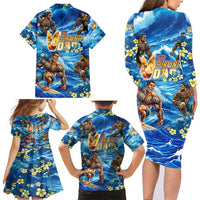 Hawaii Father's Day Family Matching Long Sleeve Bodycon Dress and Hawaiian Shirt The Surfing Dad Polynesian Tattoo DT02 - Polynesian Pride