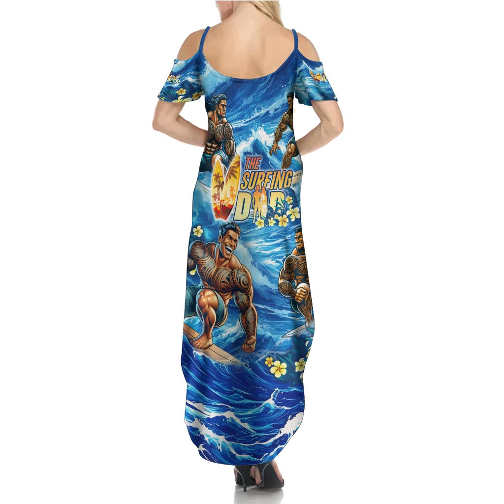 Hawaii Father's Day Family Matching Summer Maxi Dress and Hawaiian Shirt The Surfing Dad Polynesian Tattoo DT02 - Polynesian Pride