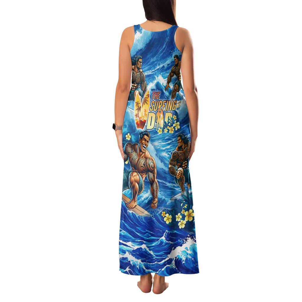 Hawaii Father's Day Family Matching Tank Maxi Dress and Hawaiian Shirt The Surfing Dad Polynesian Tattoo
