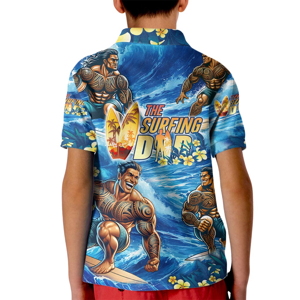 Hawaii Father's Day Kid Polo Shirt The Surfing Dad Polynesian Tattoo