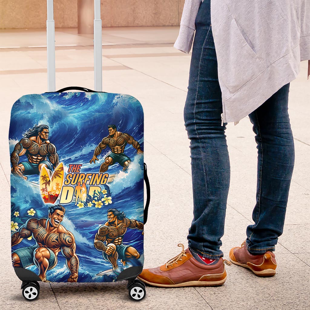 Hawaii Father's Day Luggage Cover The Surfing Dad Polynesian Tattoo DT02 Blue - Polynesian Pride