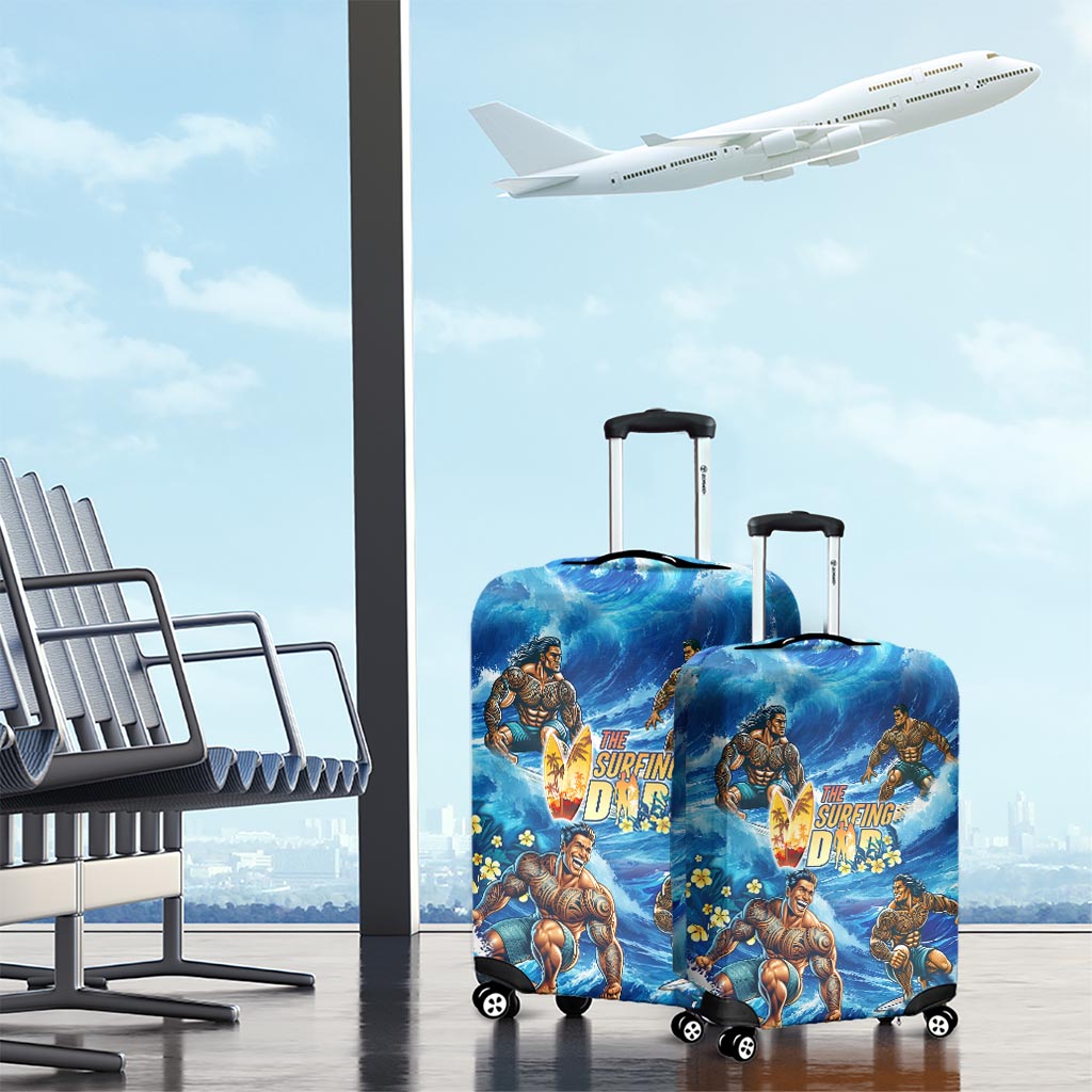 Hawaii Father's Day Luggage Cover The Surfing Dad Polynesian Tattoo DT02 - Polynesian Pride