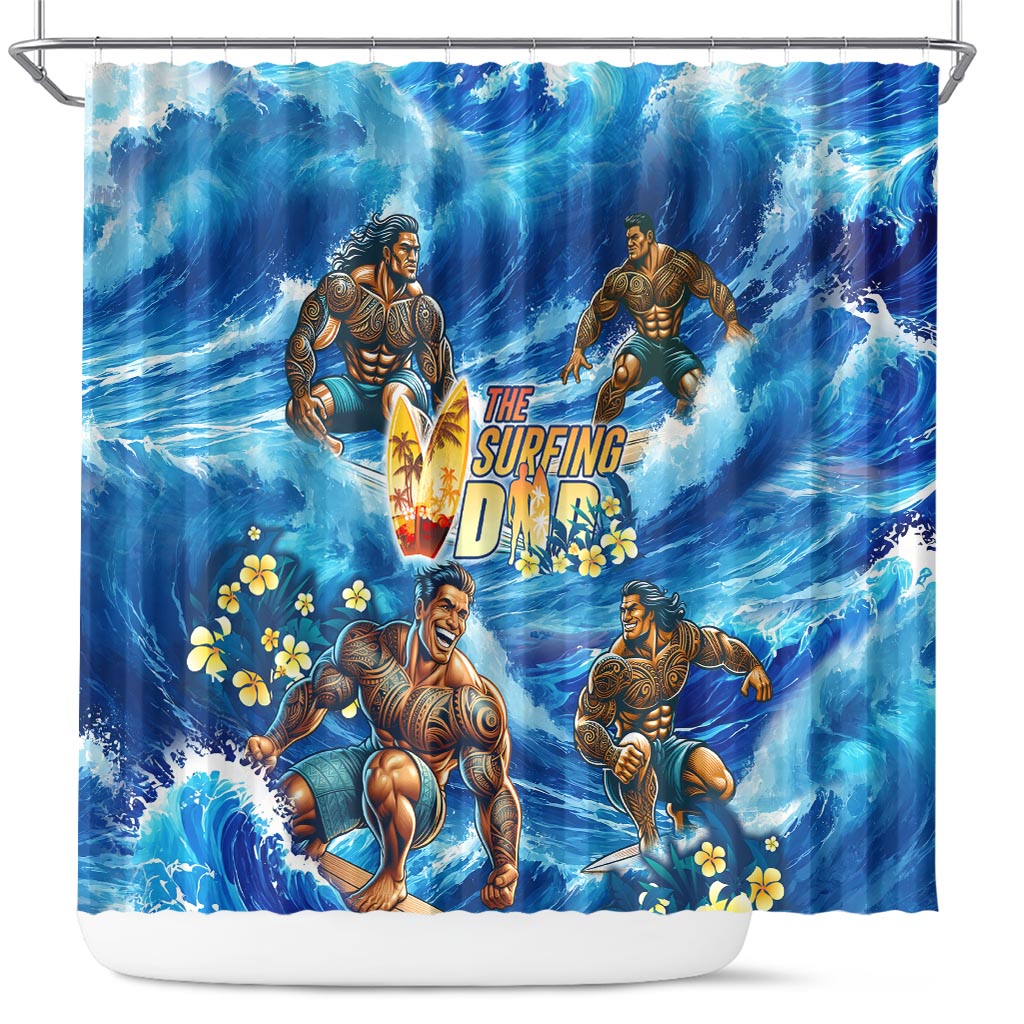 Hawaii Father's Day Shower Curtain The Surfing Dad Polynesian Tattoo