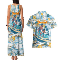 Hawaii Father's Day It's Surfing Time Couples Matching Tank Maxi Dress and Hawaiian Shirt Aloha Lā Makuakane