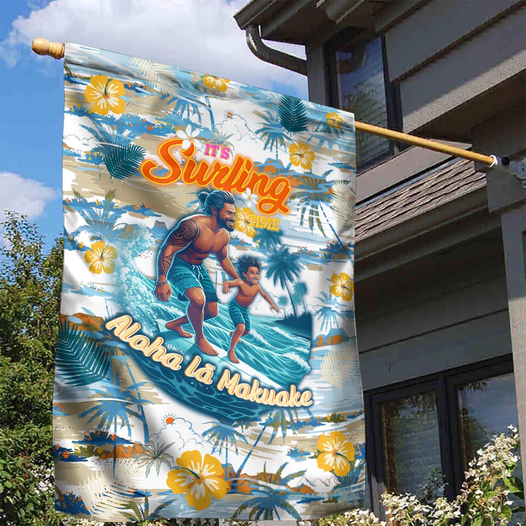 Hawaii Father's Day It's Surfing Time Garden Flag Aloha Lā Makuakane