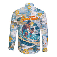 Hawaii Father's Day It's Surfing Time Long Sleeve Button Shirt Aloha Lā Makuakane