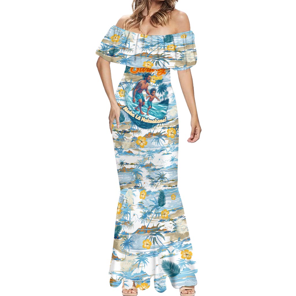 Hawaii Father's Day It's Surfing Time Mermaid Dress Aloha L Makuakane DT02 - Polynesian Pride