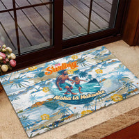 Hawaii Father's Day It's Surfing Time Rubber Doormat Aloha Lā Makuakane