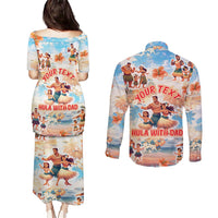 Hawaii Father's Day Couples Matching Puletasi and Long Sleeve Button Shirt Hula With Dad