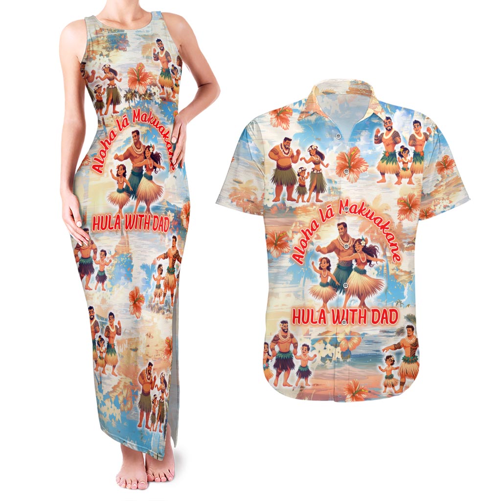 Hawaii Father's Day Couples Matching Tank Maxi Dress and Hawaiian Shirt Hula With Dad DT02 Art - Polynesian Pride