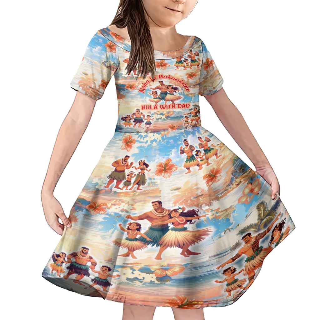 Hawaii Father's Day Family Matching Long Sleeve Bodycon Dress and Hawaiian Shirt Hula With Dad DT02 Daughter's Dress Art - Polynesian Pride