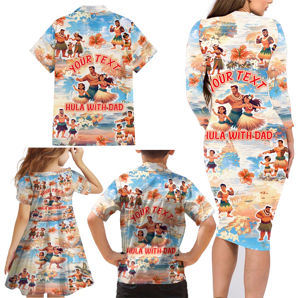 Hawaii Father's Day Family Matching Long Sleeve Bodycon Dress and Hawaiian Shirt Hula With Dad DT02 - Polynesian Pride