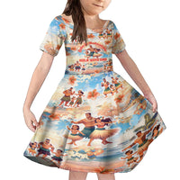 Hawaii Father's Day Family Matching Off The Shoulder Long Sleeve Dress and Hawaiian Shirt Hula With Dad DT02 Daughter's Dress Art - Polynesian Pride