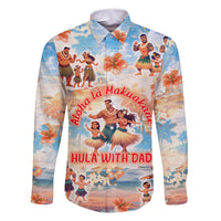 Hawaii Father's Day Family Matching Off The Shoulder Long Sleeve Dress and Hawaiian Shirt Hula With Dad DT02 Dad's Shirt - Long Sleeve Art - Polynesian Pride