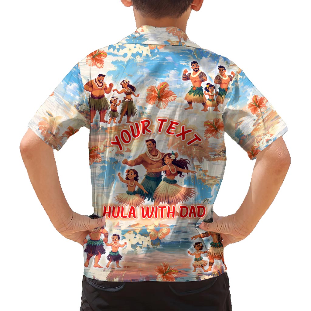 Hawaii Father's Day Family Matching Summer Maxi Dress and Hawaiian Shirt Hula With Dad
