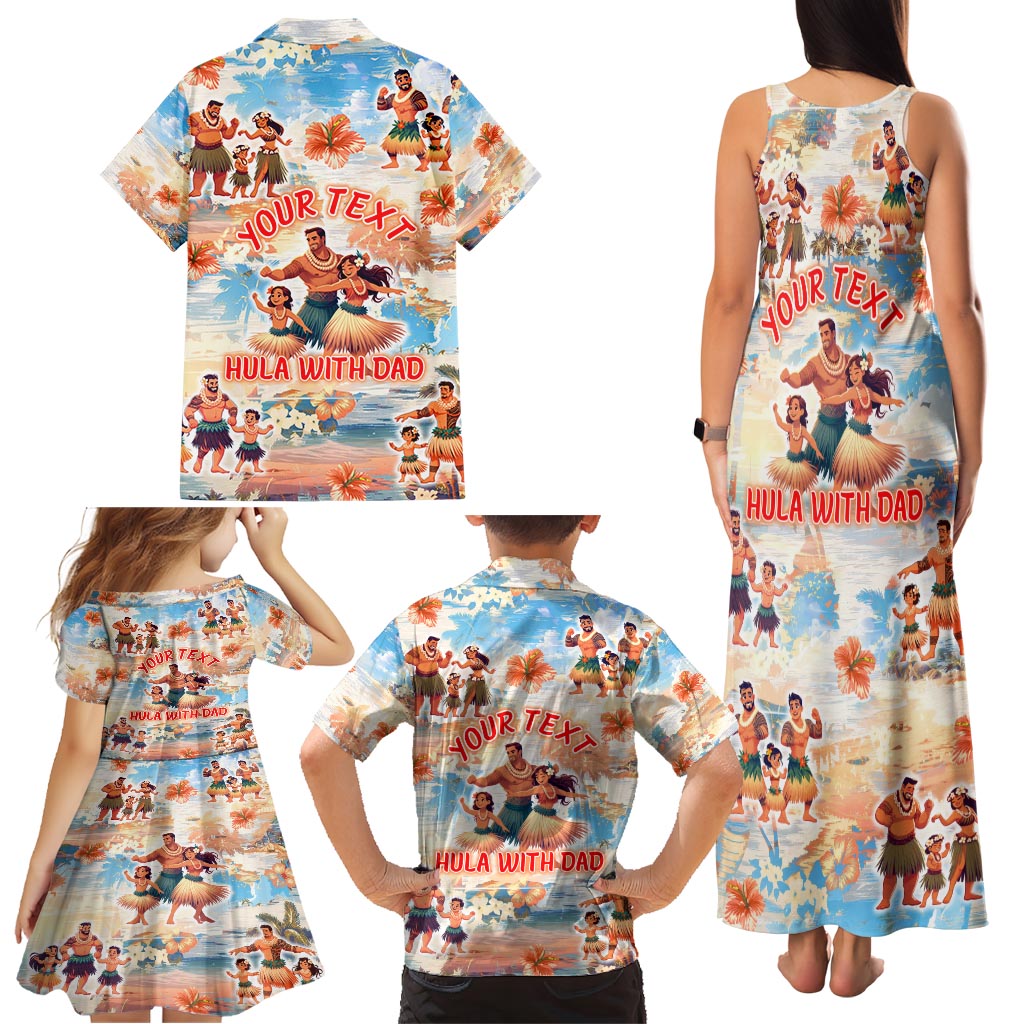 Hawaii Father's Day Family Matching Tank Maxi Dress and Hawaiian Shirt Hula With Dad DT02 - Polynesian Pride