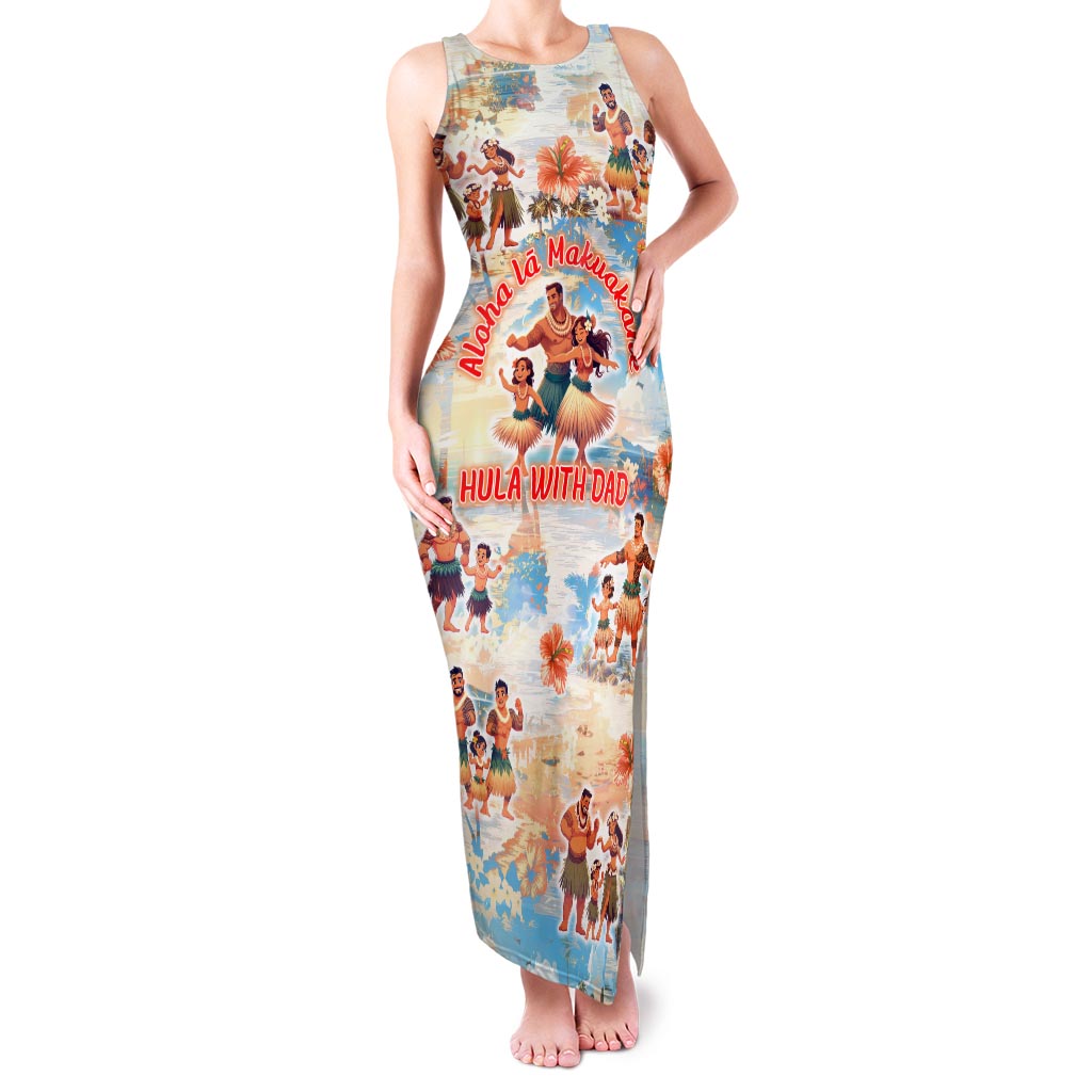 Hawaii Father's Day Family Matching Tank Maxi Dress and Hawaiian Shirt Hula With Dad DT02 Mom's Dress Art - Polynesian Pride