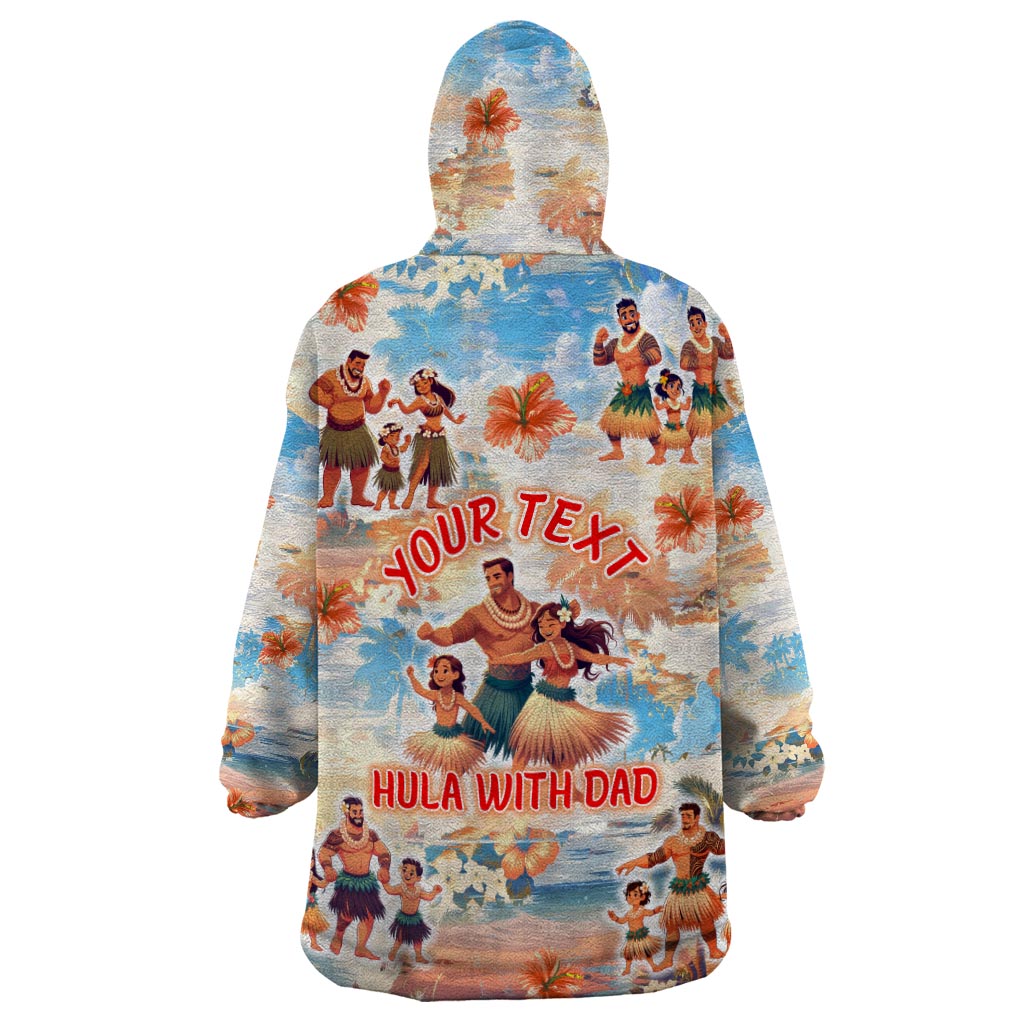 Hawaii Father's Day Wearable Blanket Hoodie Hula With Dad