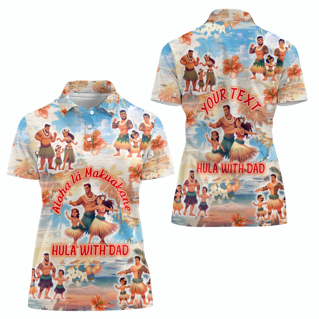 Hawaii Father's Day Women Polo Shirt Hula With Dad